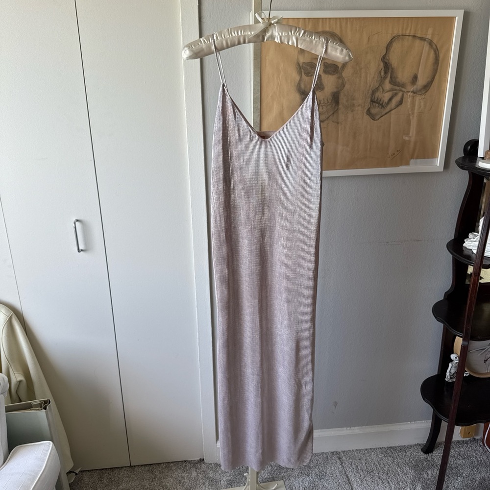 Elegant Silver Slip Dress